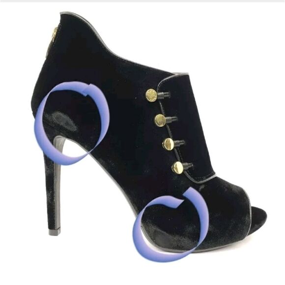 Guess Aby Faux Leather Trim Black Velvet Booties - Picture 8 of 8